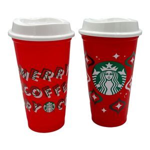 2023 & 2019 STARBUCKS Red Cup Holiday Merry Christmas HOT Travel 16oz Reusable